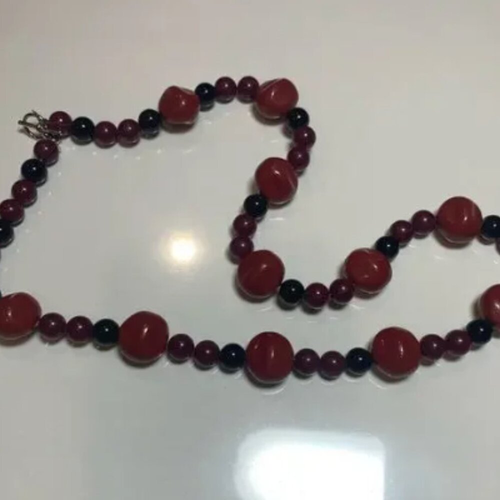 Red and Black Beaded Necklace
